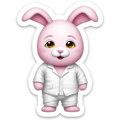 pink bunny teddy with white pajamas sticker