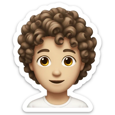 boy with brown eyes curly hair, white skin sticker