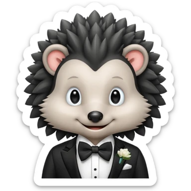 black hedgehog groom sticker