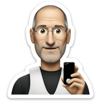 Steve jobs holding a iPhone 16 pro max sticker