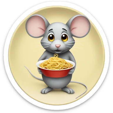 mouse holding a plate of spaghetti  sticker