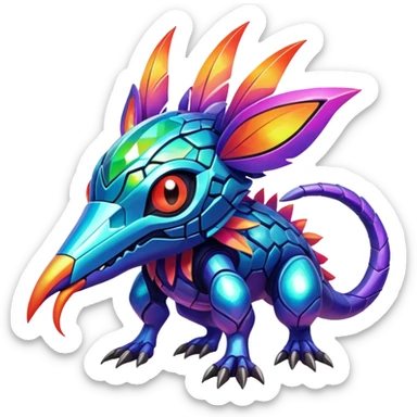  exotic tropical iridescent cyber-Protogen-Fakémon-Pokémon-Vernid-creature sticker