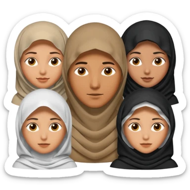 1 man emoji with short hair and 4 veiled women sticker