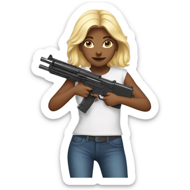 Girls playing with fake guns sticker