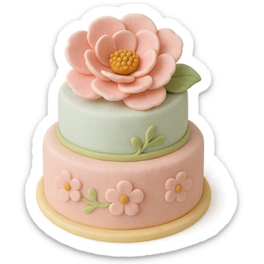 pink flower fondant cake art style sticker