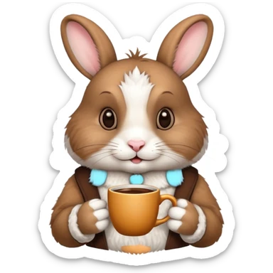 rabbit with coffee sticker