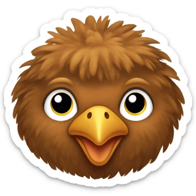 Brown fluffy chicken sticker