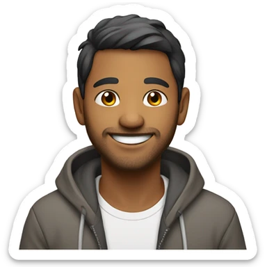 Indian morden male in hoodie, smiling  sticker