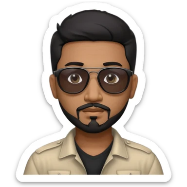 Indian man with  black hair and Goatee and black sunglasses sticker