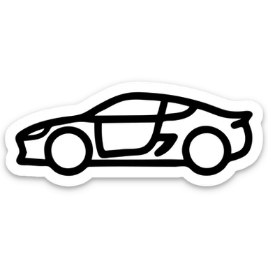 side profile Koenigsegg icon style bold outline simplified features no text sticker