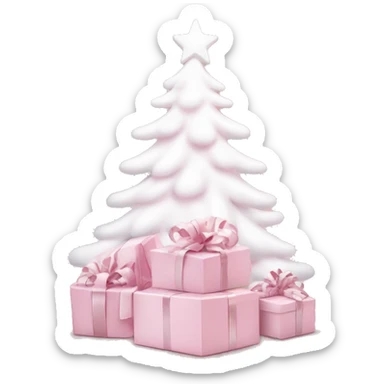 Light pink Christmas gifts under a white Christmas tree  sticker