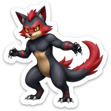 Shiny Dark Badass Handsome Torracat-Zoroark full body sticker
