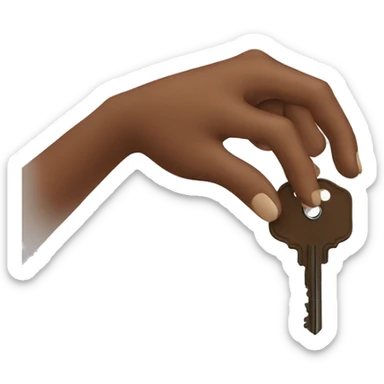 a brown hand giving someone a key sticker