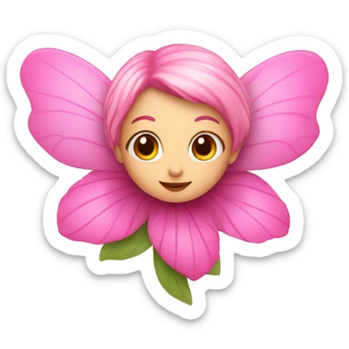 Pink fairy on a flower sticker