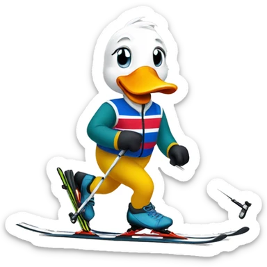 Duck Nordic skiing sticker