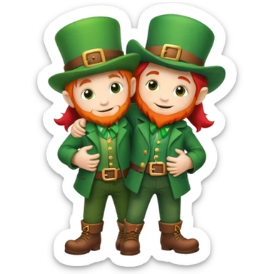 Leprechauns hugging sticker