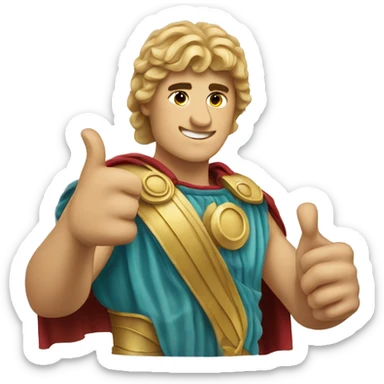 Alexander the Great shows thumbs up sticker