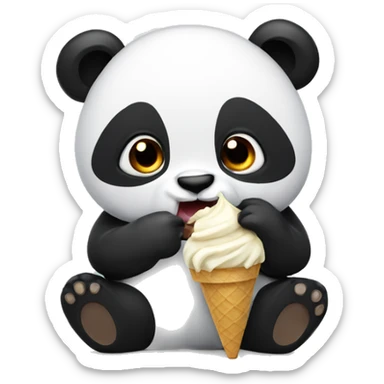 Panda eating ice cream sticker