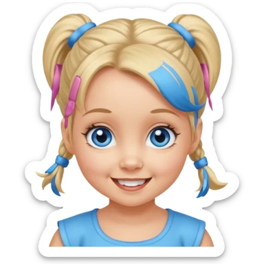 Baby Spice with blue eyes, ponytails hair sticker