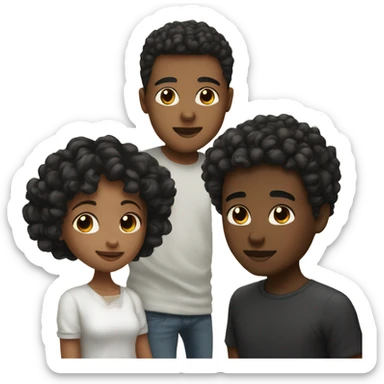 Couple kissing brown skin girl with black curly hair and white skinned boy with black short hair  sticker