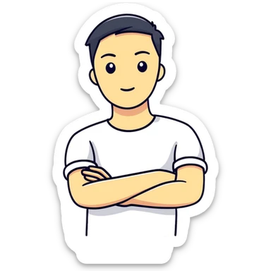 Arms crossed holding neck guy sticker