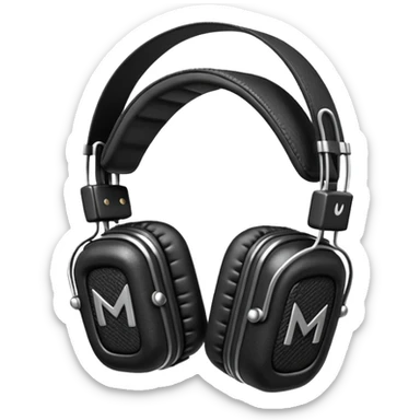 Icon of headphones with square ear pads in the Marshall style. sticker