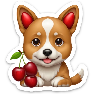 dog with cherries sticker
