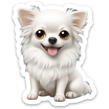 Little white fluffy chihuahua dog sticker