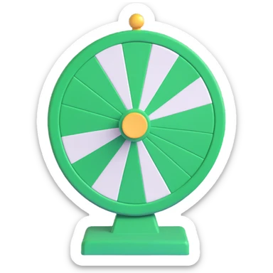 spinning prize wheel with alternating green and white sections sticker