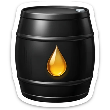 generate an ultra realistic black metal barrel without rust and with a black drop of oil on it sticker