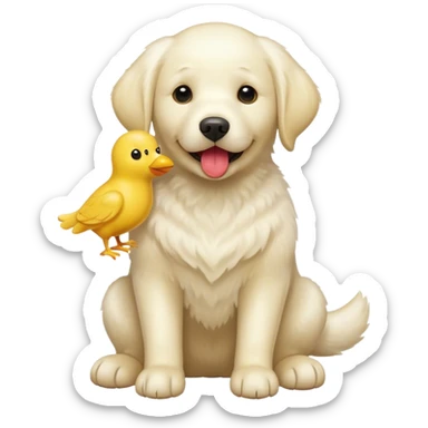 white labrador with yellow chicken toy in mouth sticker