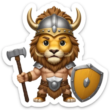 lion, viking helmet, hammer sticker