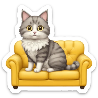 realistic cat in a yellow sofa sticker