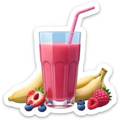 Juice contains: Strawberry Yoghurt, Blueberries, Apple Juice, Raspberries, Banana & Ice. In 3D. Aesthetic sticker