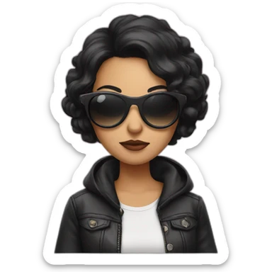 Girl with black hair wearing sunglasses and a vape in her hand sticker