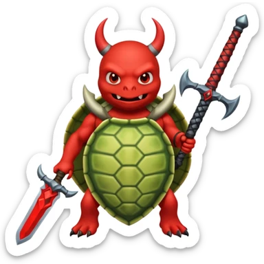 A devil in a turtle carapace add devil sword sticker