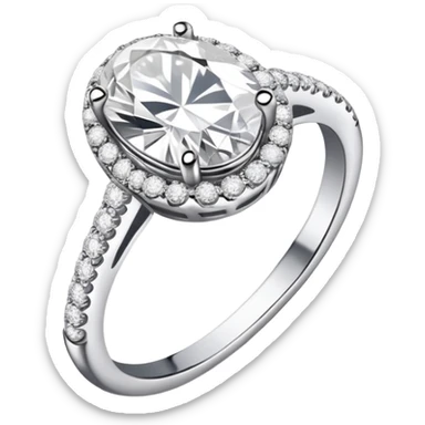 Oval diamond ring with silver and diamond band sticker