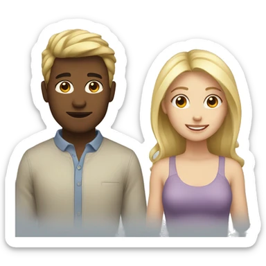 girl with brown hair and guy with blonde hair sticker