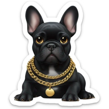 black french bulldog with a gold chain  sticker