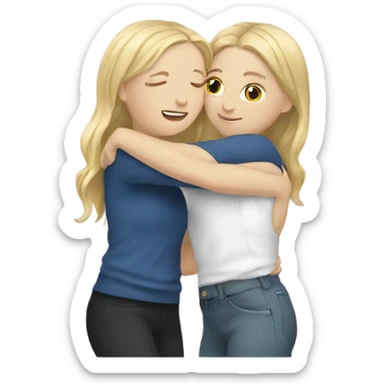 two white girls hug each other sticker