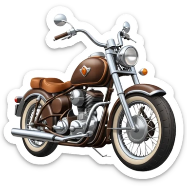 Draw a classic cruiser motorcycle with chrome details & leather seat. sticker