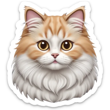 cinematic-adorable-big-eyed-fluffy-ragdoll-cat-portrait-emoji,-head-tilted-playfully-with-a-sweet-expression,-fluffy-white and grey-fur,-simplified-yet-irresistibly-cute-features-with-large,-expression, solid ginger persian cat sticker
