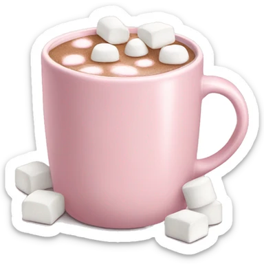 Light Pink mug of hot chocolate with marshmallows  sticker