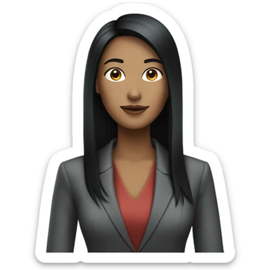 business woman long straight black hair sticker