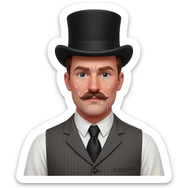 Red hot and sweaty snob man from 1900, water dripping sticker