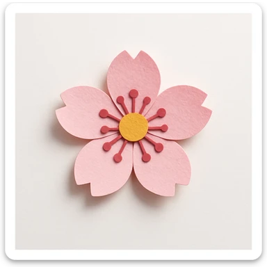 sakura cherry blossom, paper craft style sticker