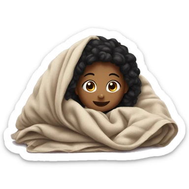 black hair girl crawling into a blanket  sticker