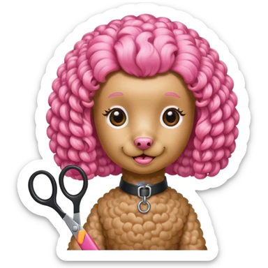poodle color rosada tijera sticker