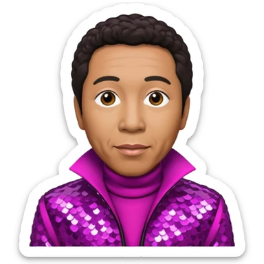 Smokey Robinson with dark brown hair, magenta sequin outfit  sticker