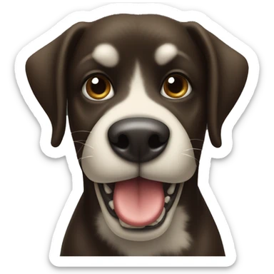 Black dog with big face and bone in mouth sticker